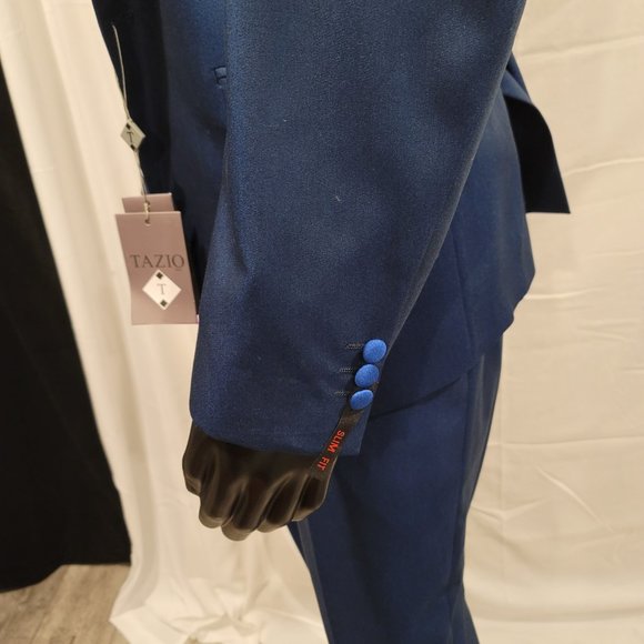 NWT Tazio Italian Men's Royal Blue & Navy Blue Suit wedding groom or guest - Picture 2 of 6